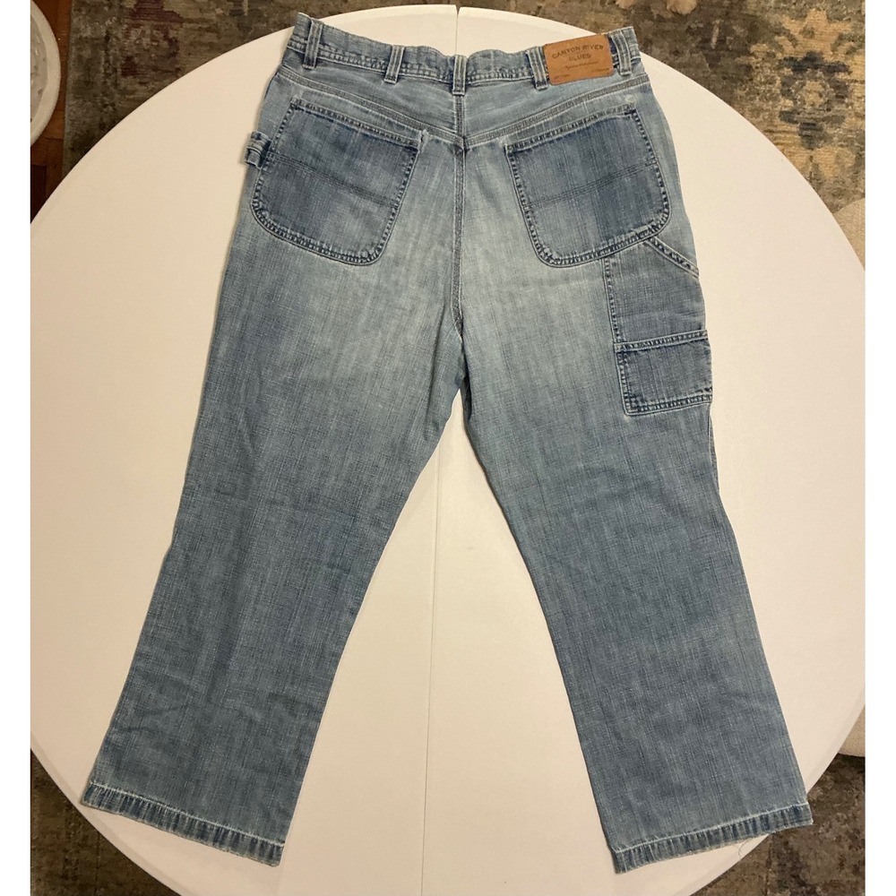 Baggy Y2K Canyon River Skater Mens Carpenter Jeans Light‎ Wash 34x30 (fit 32x28)